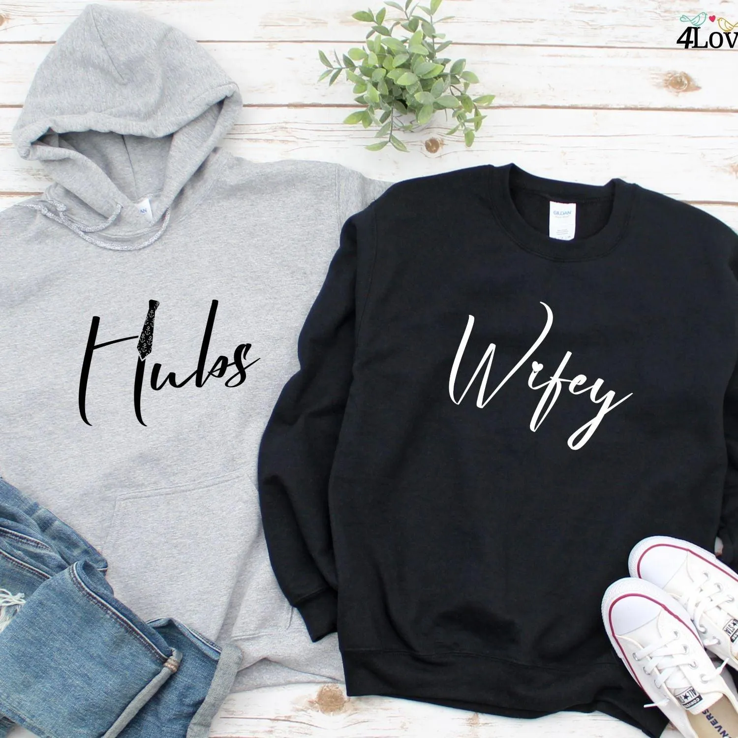 Matching Set: Hubs & Wifey Valentine's Day Gifts, Anniversary Gifts for Couples