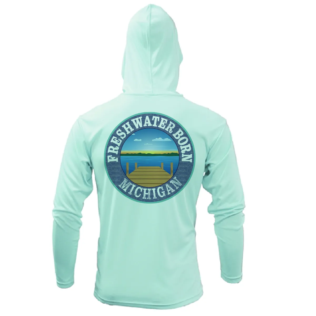 Michigan Freshwater Born Women's Linear Logo Long Sleeve UPF 50  Dry-Fit Hoodie