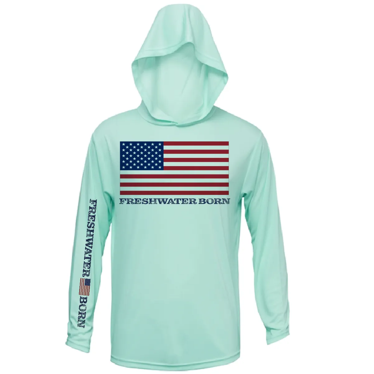 Michigan USA Freshwater Born Men's Long Sleeve UPF 50  Dry-Fit Hoodie