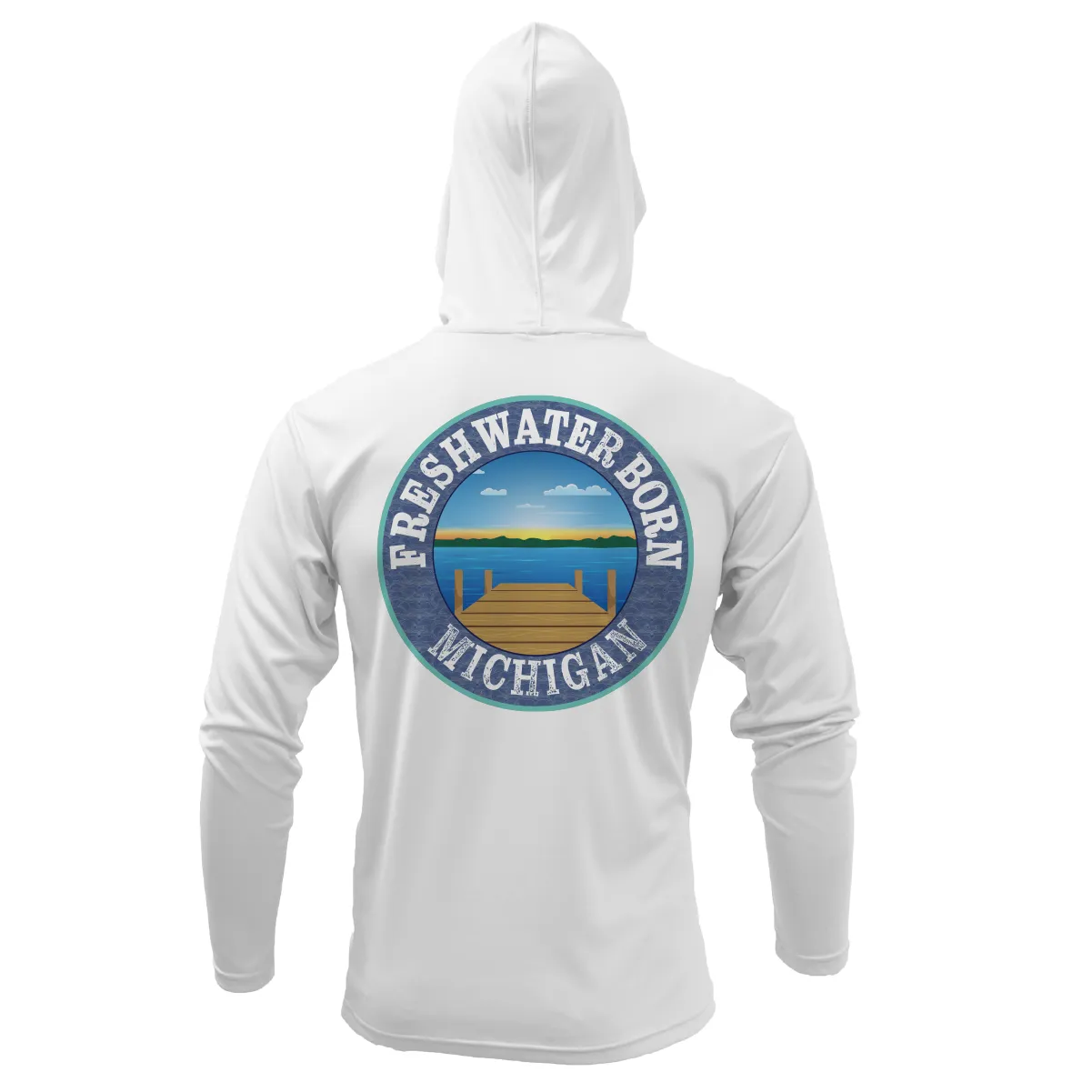 Michigan USA Freshwater Born Men's Long Sleeve UPF 50  Dry-Fit Hoodie