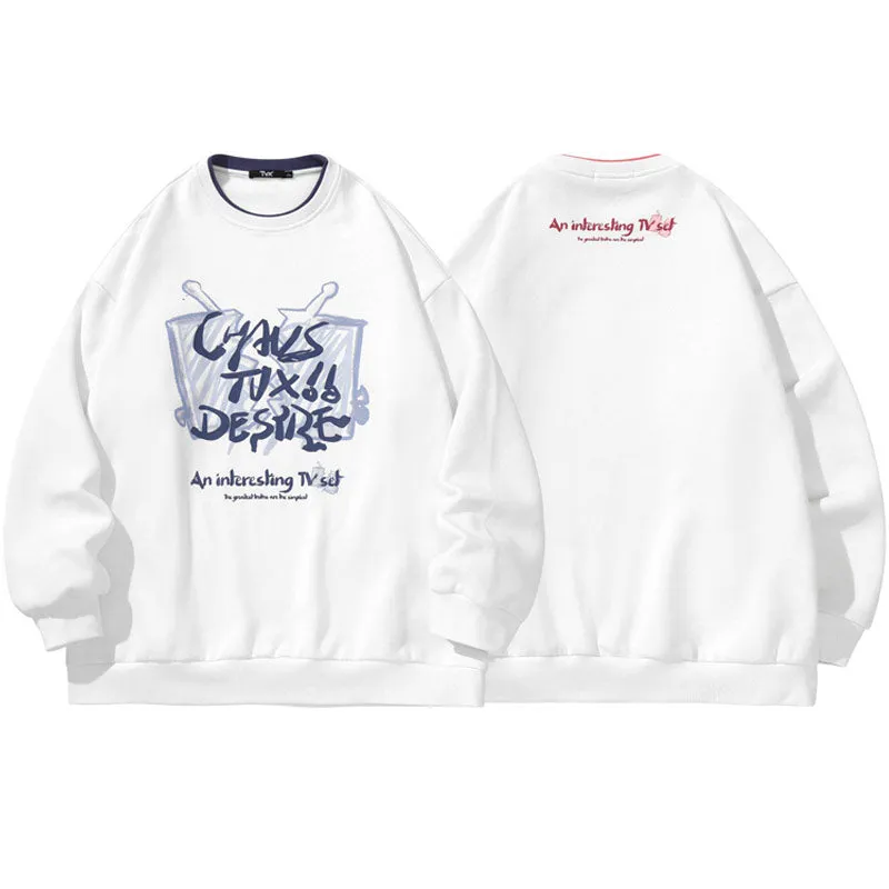 Minimalist Letter Print Fleece Sweatshirt