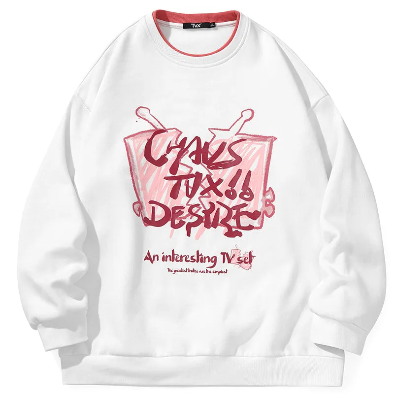 Minimalist Letter Print Fleece Sweatshirt