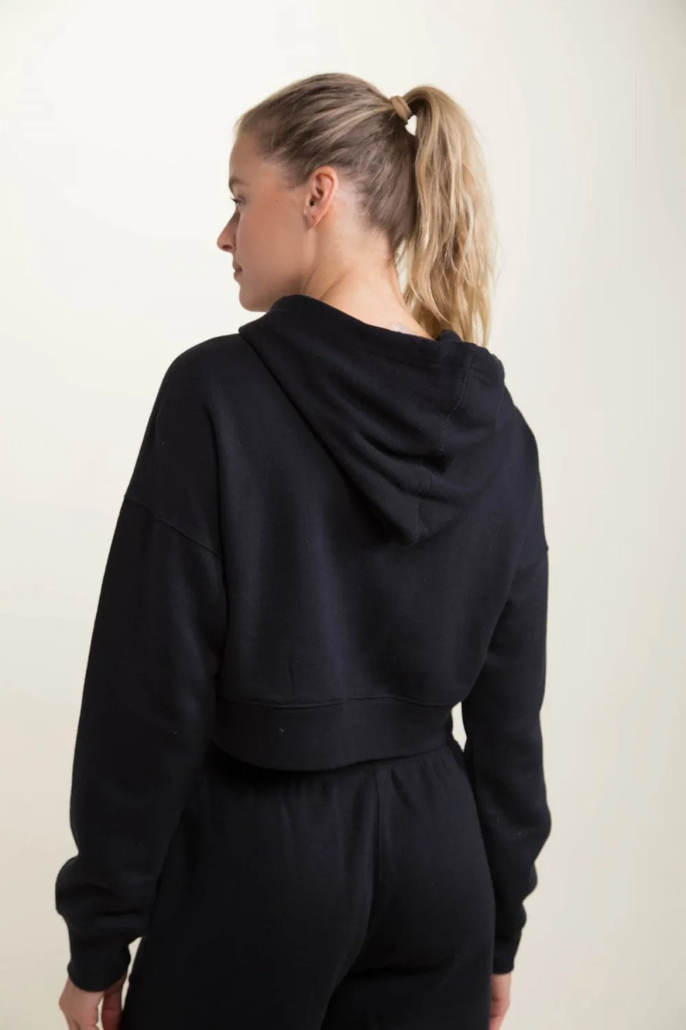 Mono B Lounge-to-Street Cropped Hoodie - Black