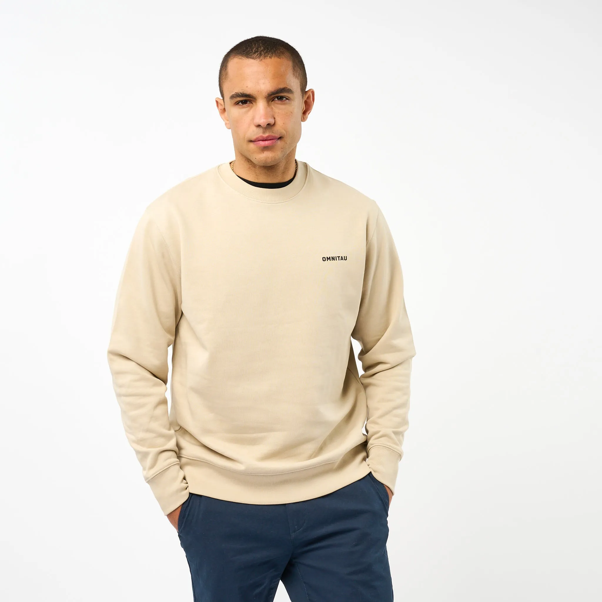 Omnitau Men's Muir Organic Cotton Medium Fit Sweatshirt - Dark Cream