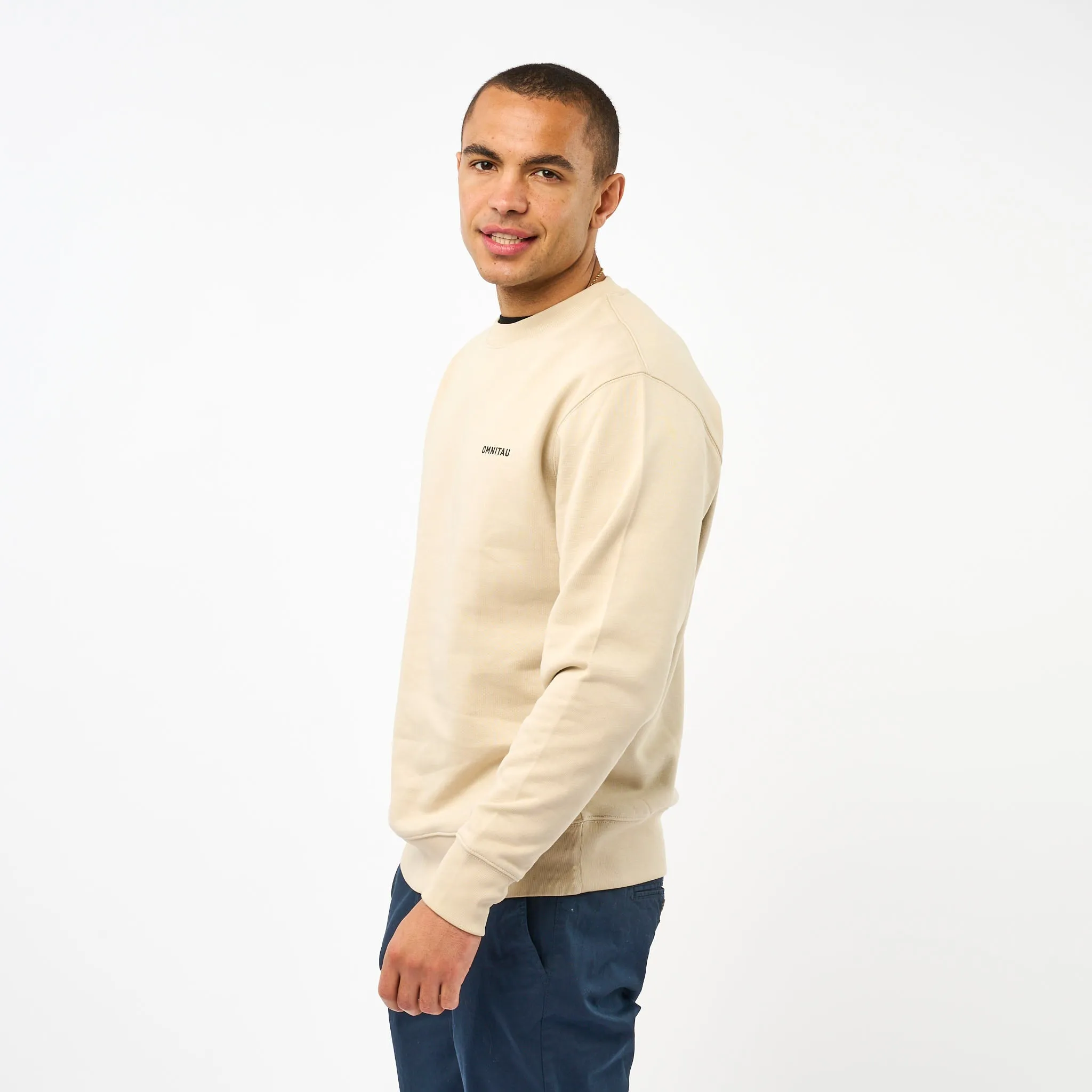 Omnitau Men's Muir Organic Cotton Medium Fit Sweatshirt - Dark Cream