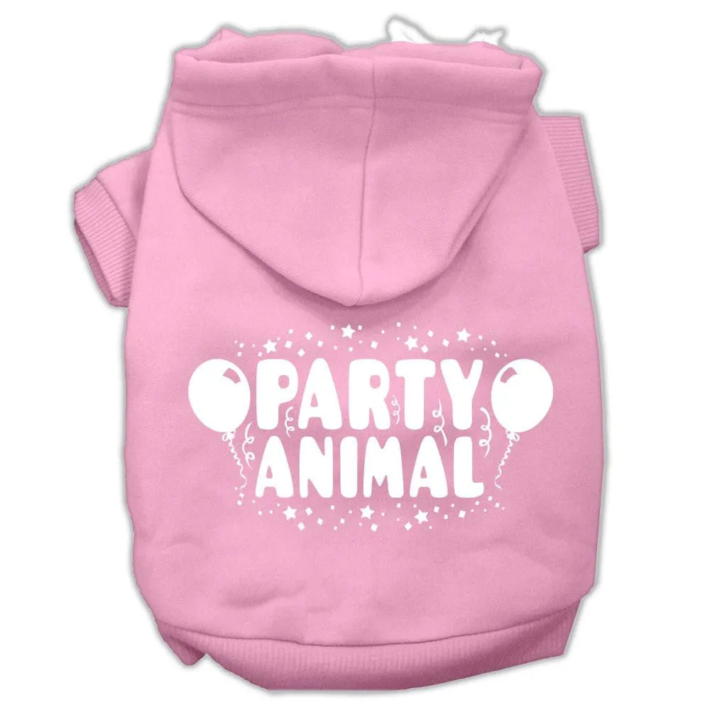 Party Animal Screen Print Pet Hoodies Light Pink Size Med (12)