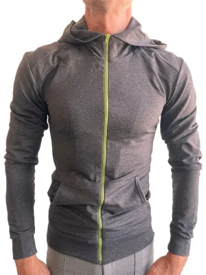 PERFORMANCE-premium Form-fit Crossover Yoga Track Hoodie (Charcoal Heather)