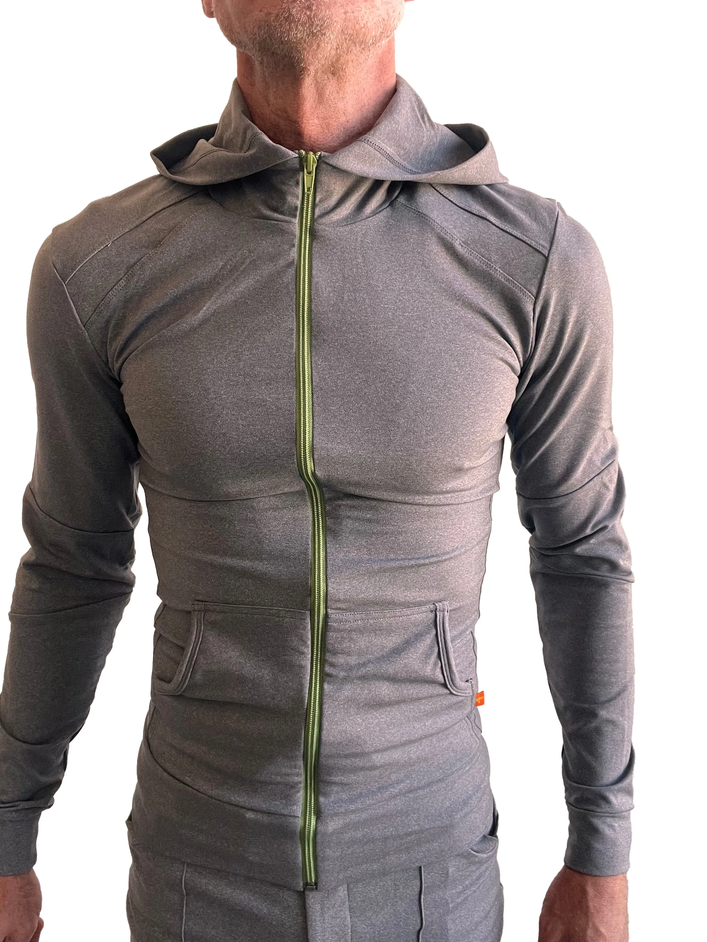 PERFORMANCE-premium Form-fit Crossover Yoga Track Hoodie (Dark Gray Heather)