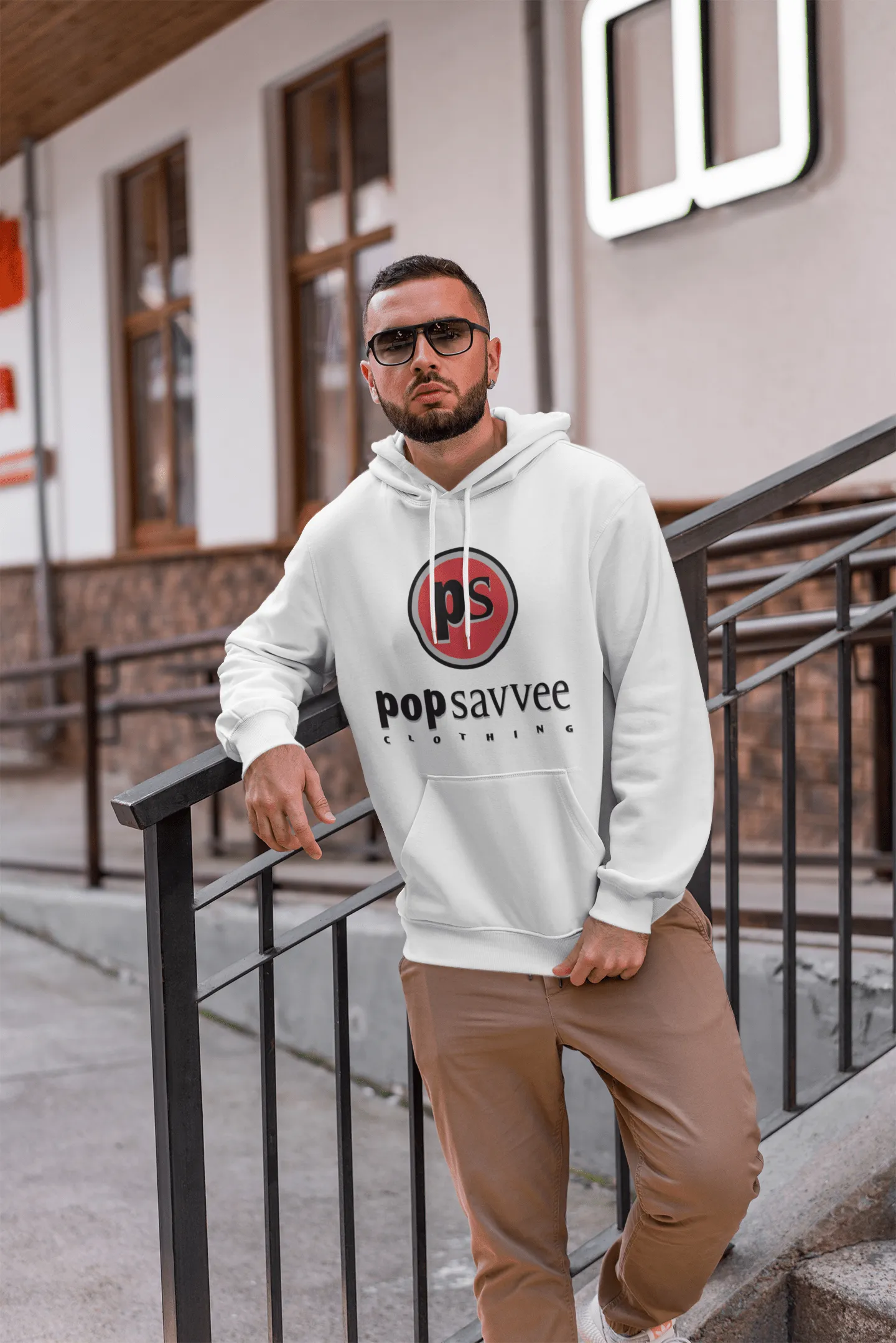 Pullover Style Graphic Hoodie w/ Red “Pop Savvee Clothing” Logo