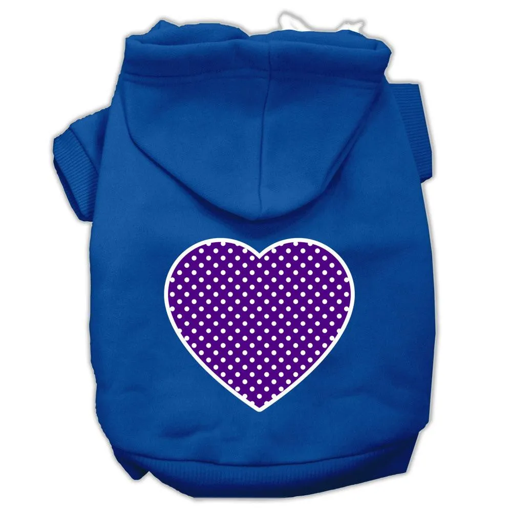 Purple Swiss Dot Heart Screen Print Pet Hoodies Blue Size Med (12)