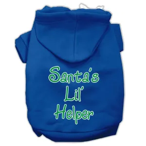 Santa's Lil' Helper Screen Print Pet Hoodies Blue Size Sm (10)