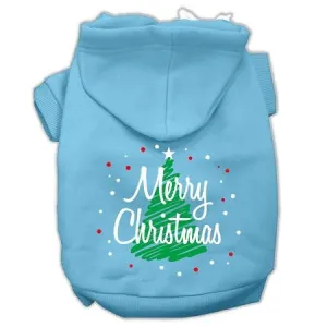 Scribbled Merry Christmas Screenprint Pet Hoodies Baby Blue Size XXXL (20)