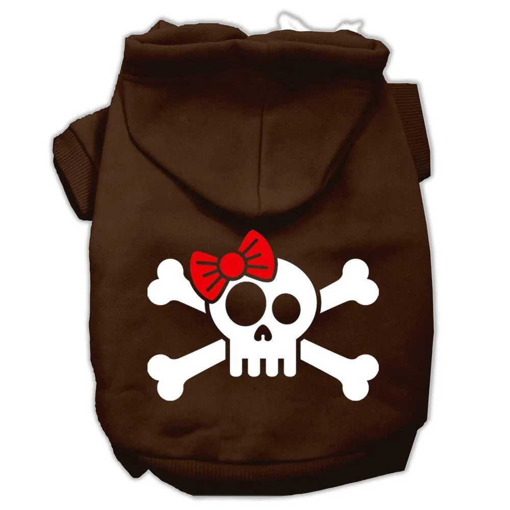 Skull Crossbone Bow Screen Print Pet Hoodies Brown Size XXL (18)