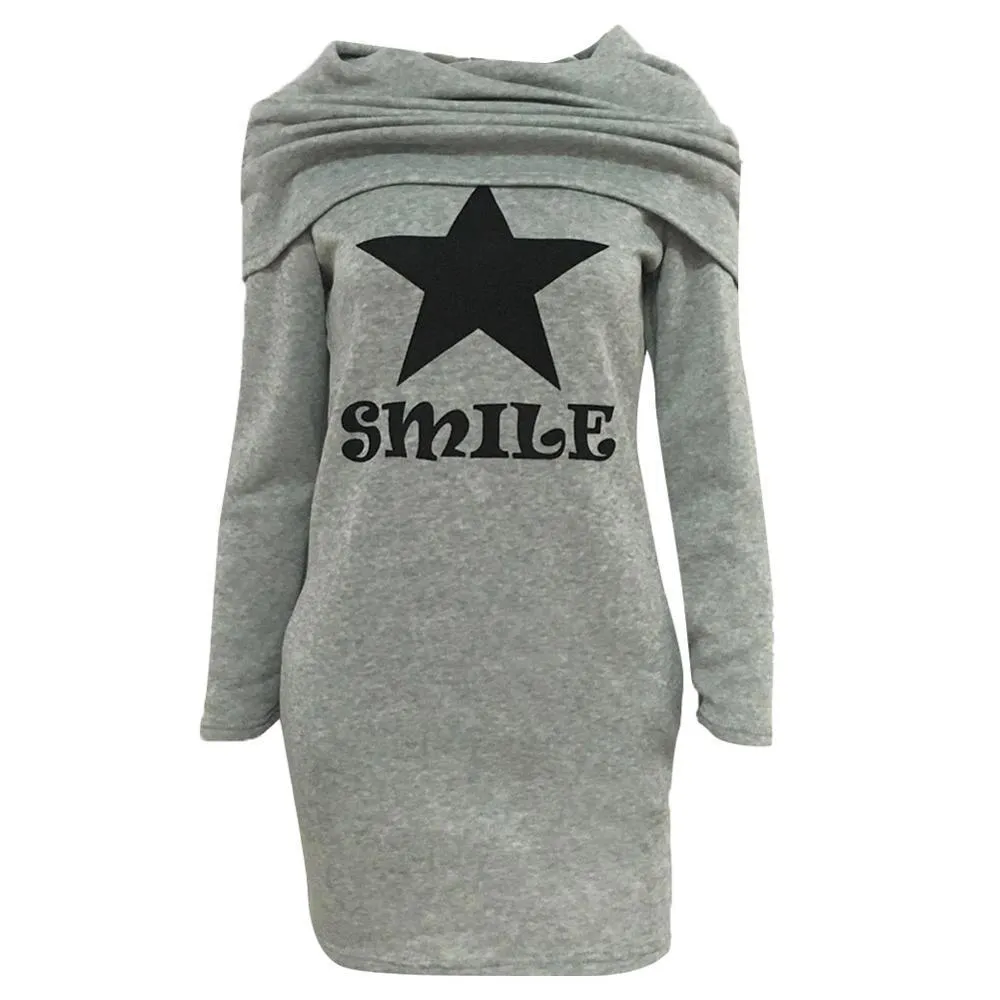 Smile Star Printed Dress Hoodies