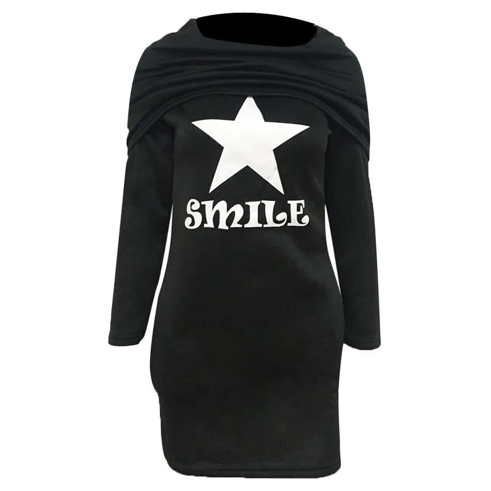 Smile Star Printed Dress Hoodies