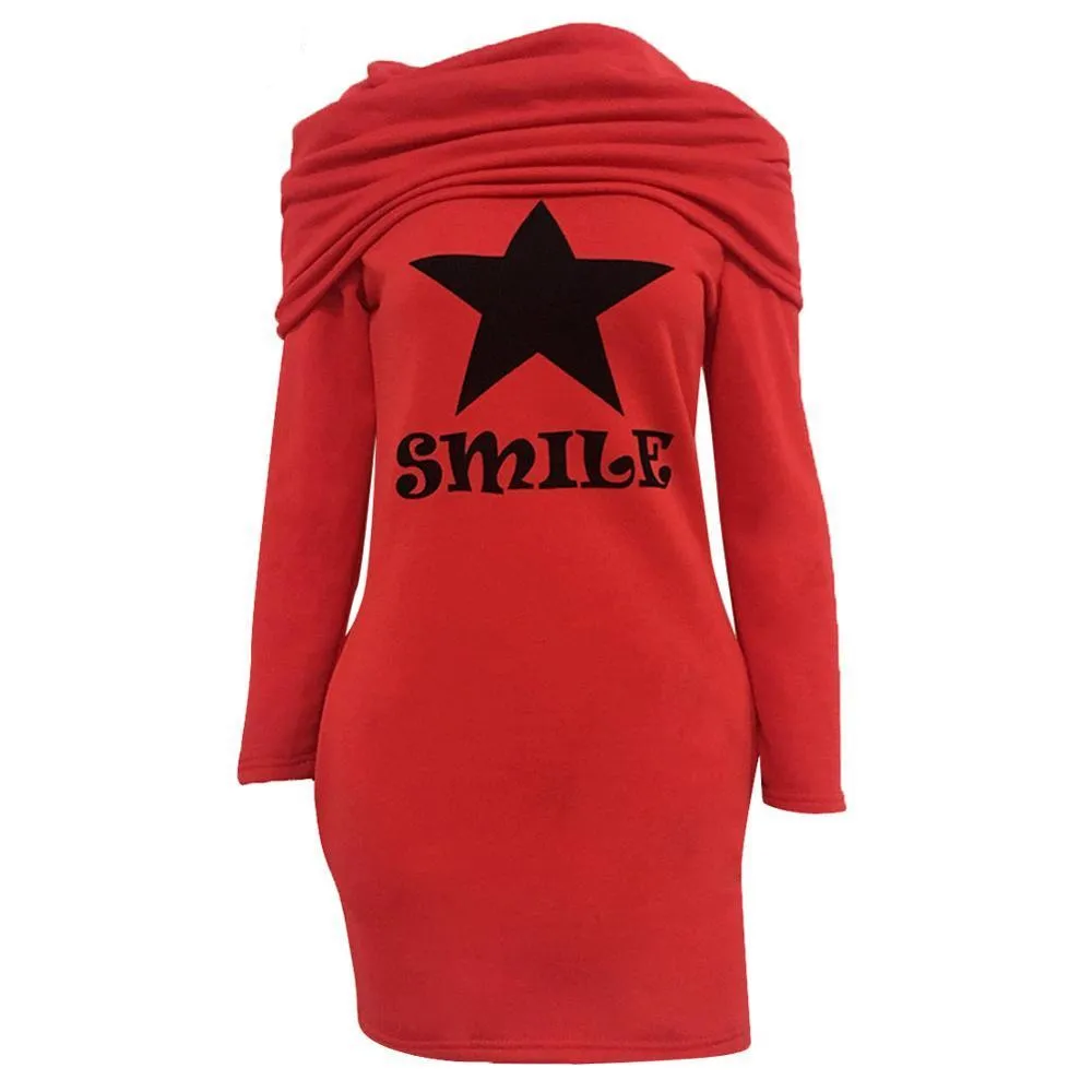 Smile Star Printed Dress Hoodies