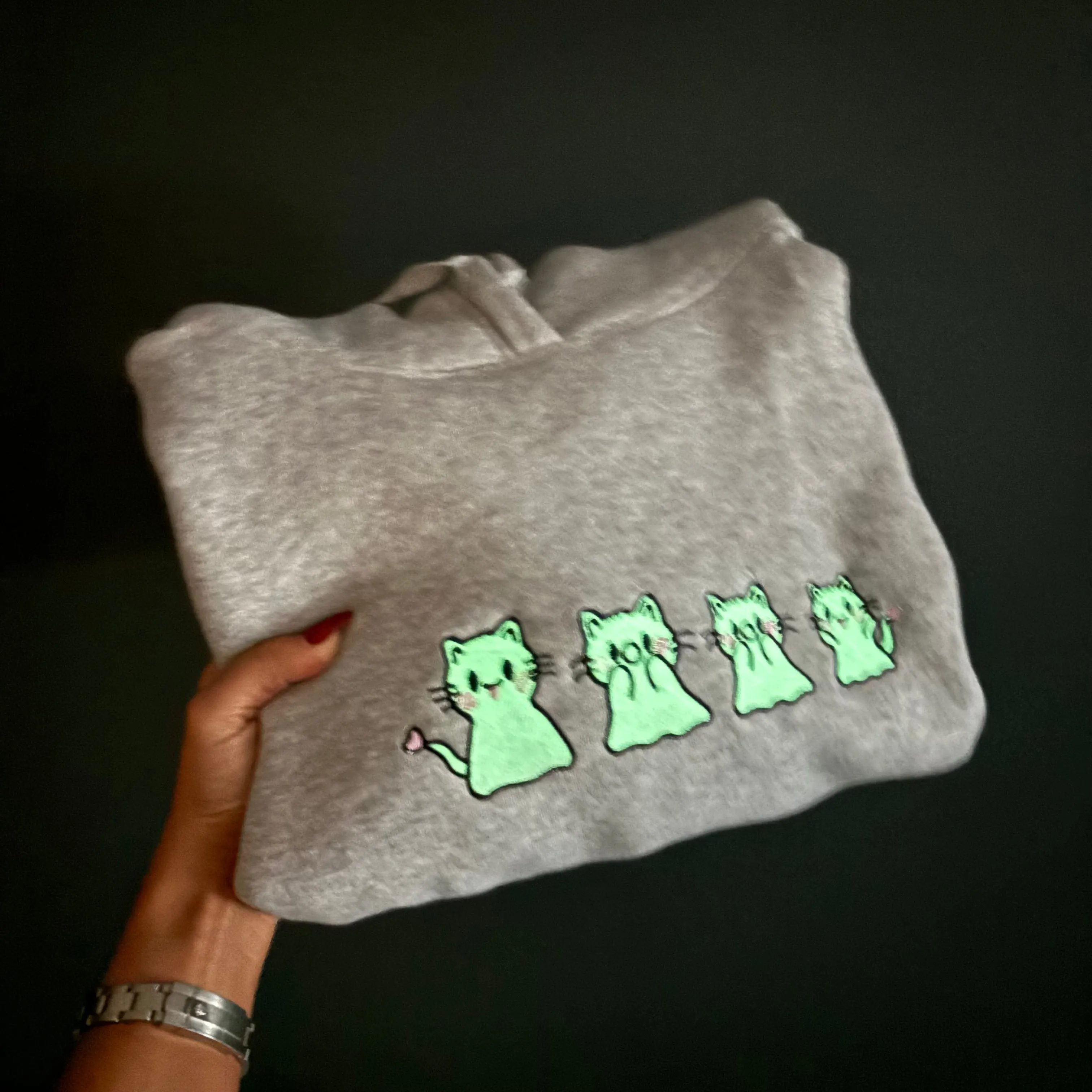 Spooky kittens embroidered sweatshirt / hoodie