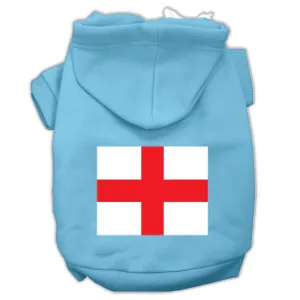 St. George's Cross (English Flag) Screen Print Pet Hoodies Baby Blue Size Med (12)