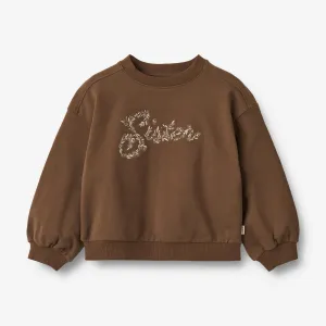 Sweatshirt L/S Embroidery Eliza - coffee bean