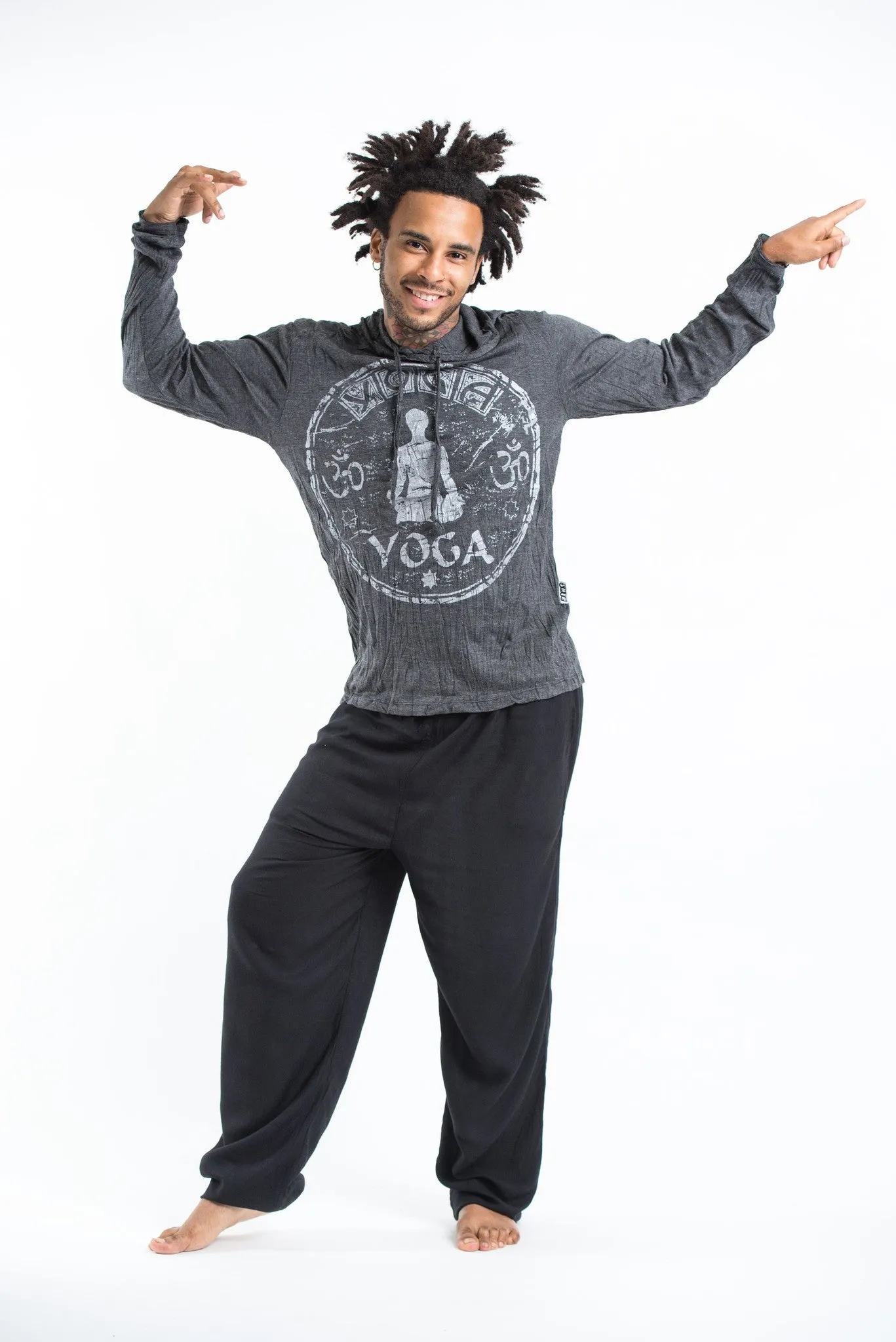 Unisex Infinitee Yoga Stamp Hoodie in Silver on Black