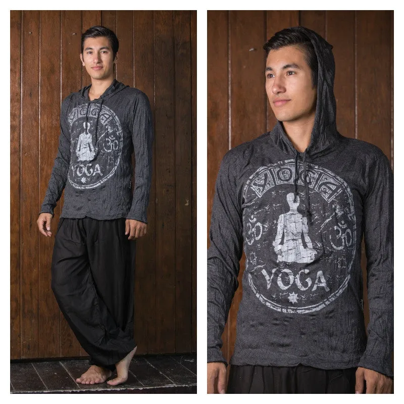 Unisex Infinitee Yoga Stamp Hoodie in Silver on Black