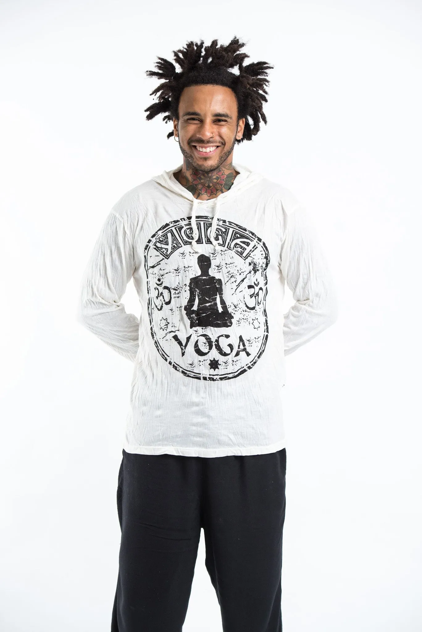 Unisex Infinitee Yoga Stamp Hoodie in White