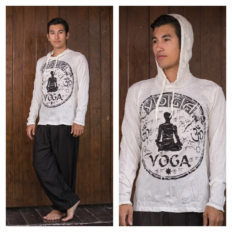 Unisex Infinitee Yoga Stamp Hoodie in White