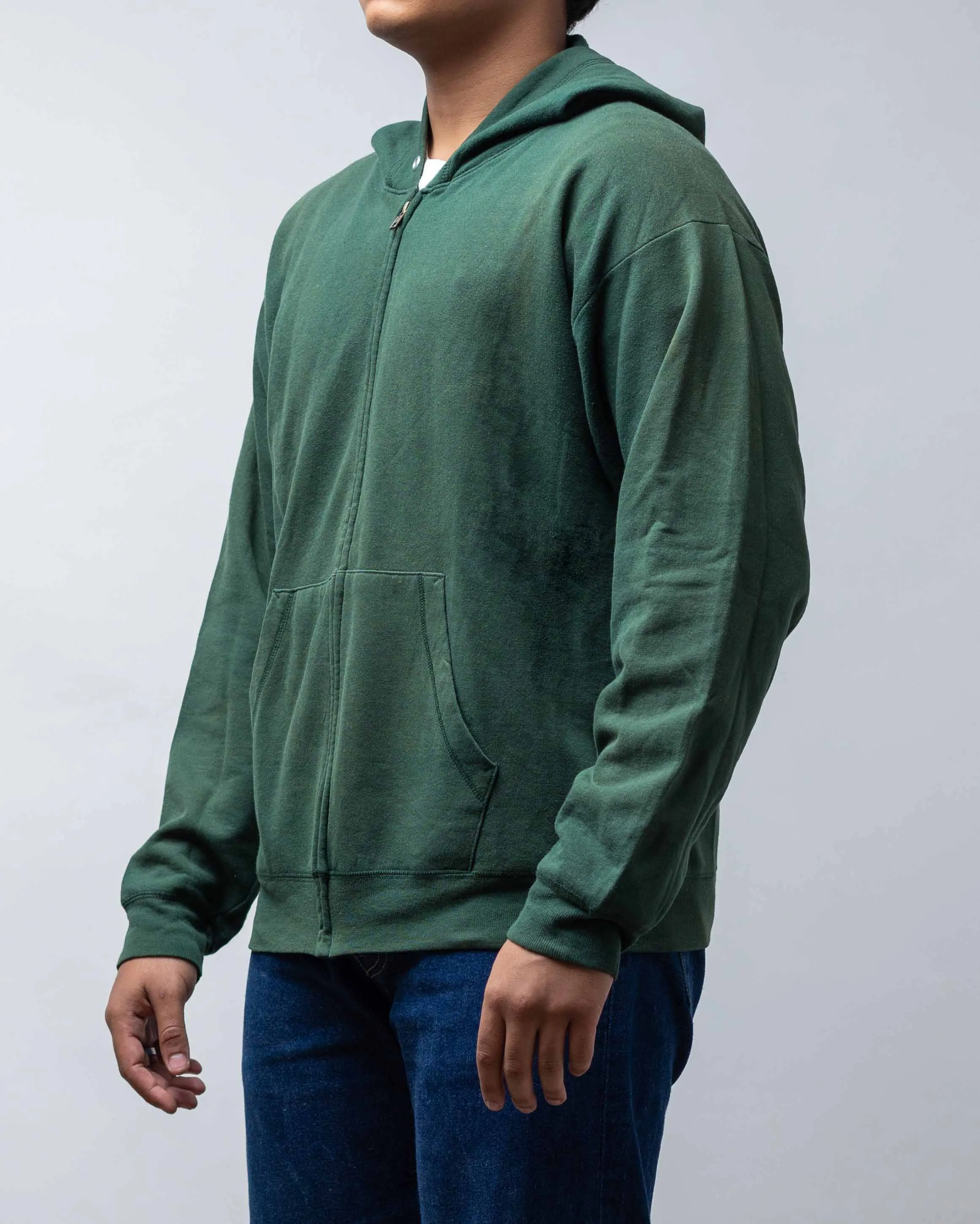 Vintage 2002 Hanes Green Zip-up Hoodie