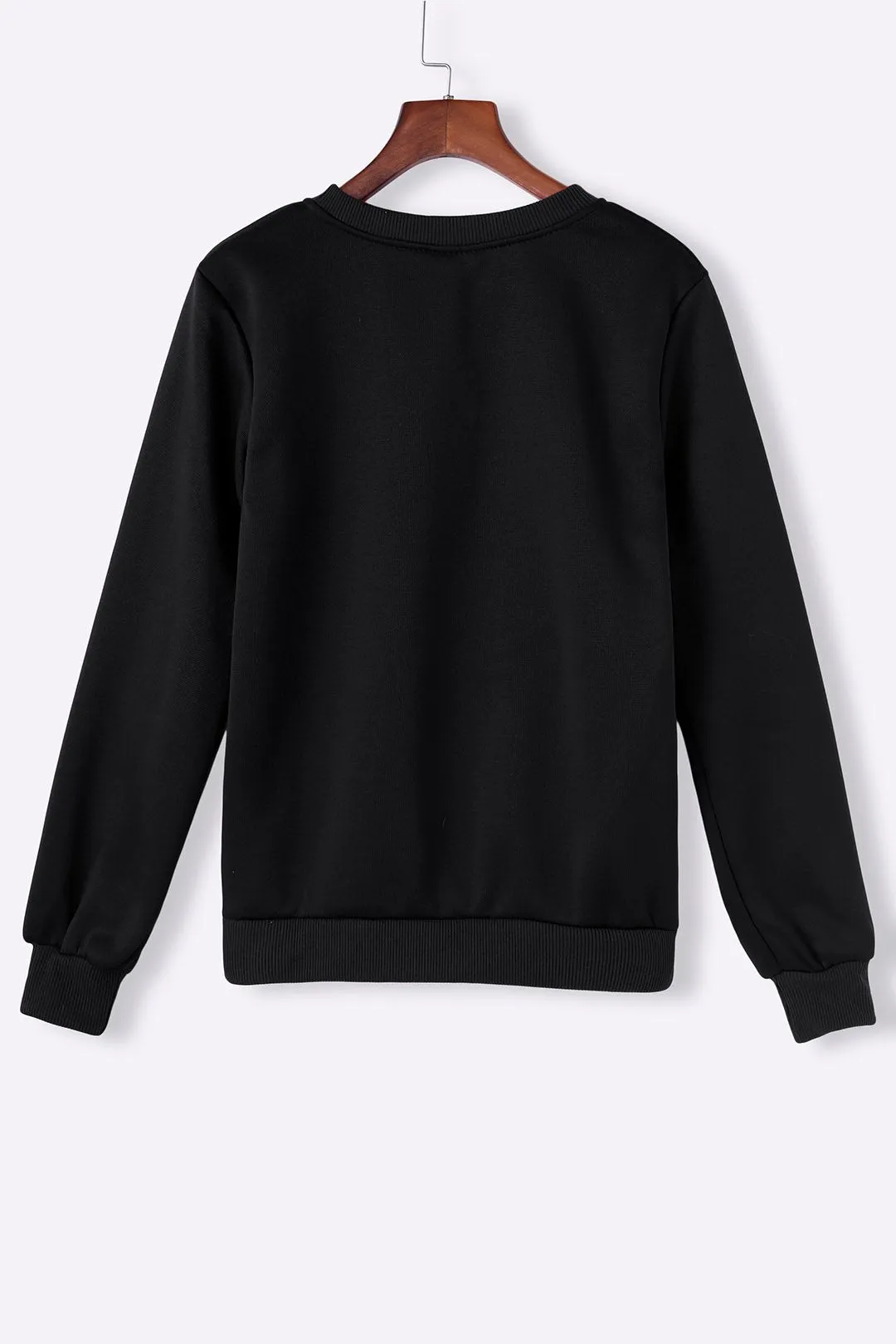 Wholesale Black Round Neck Long Sleeve Letter Sweatshirts