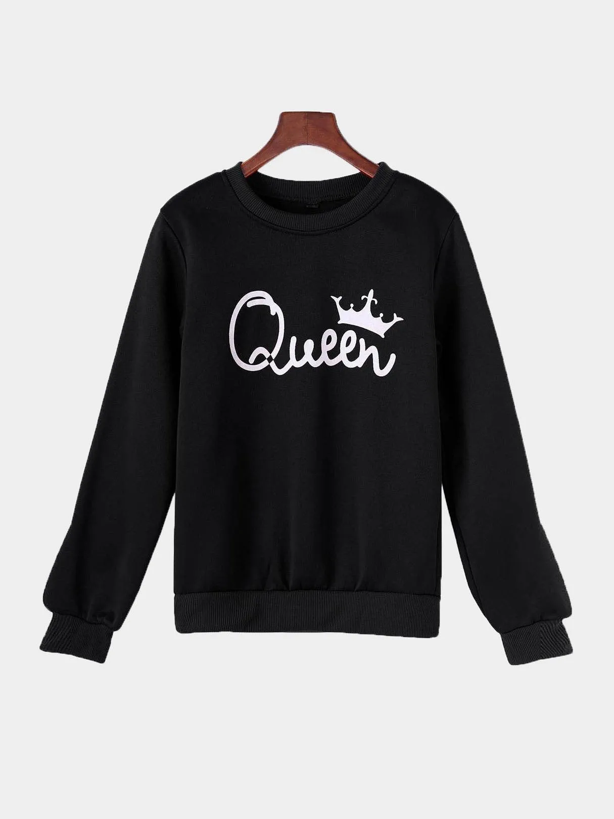 Wholesale Black Round Neck Long Sleeve Letter Sweatshirts