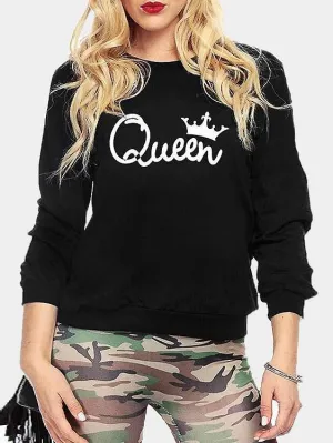 Wholesale Black Round Neck Long Sleeve Letter Sweatshirts