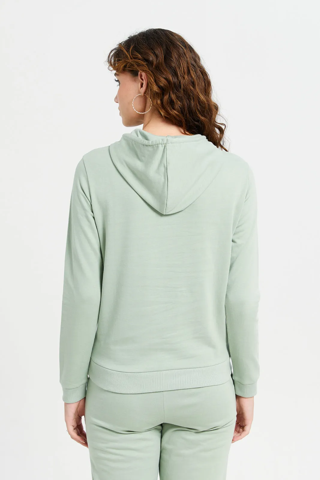 Women Mint Printed Active Sweatshirt