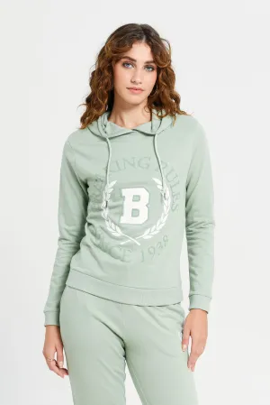 Women Mint Printed Active Sweatshirt