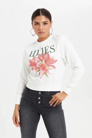 Women White Sweatshirt With Front Print