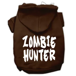 Zombie Hunter Screen Print Pet Hoodies Brown Size XL (16)